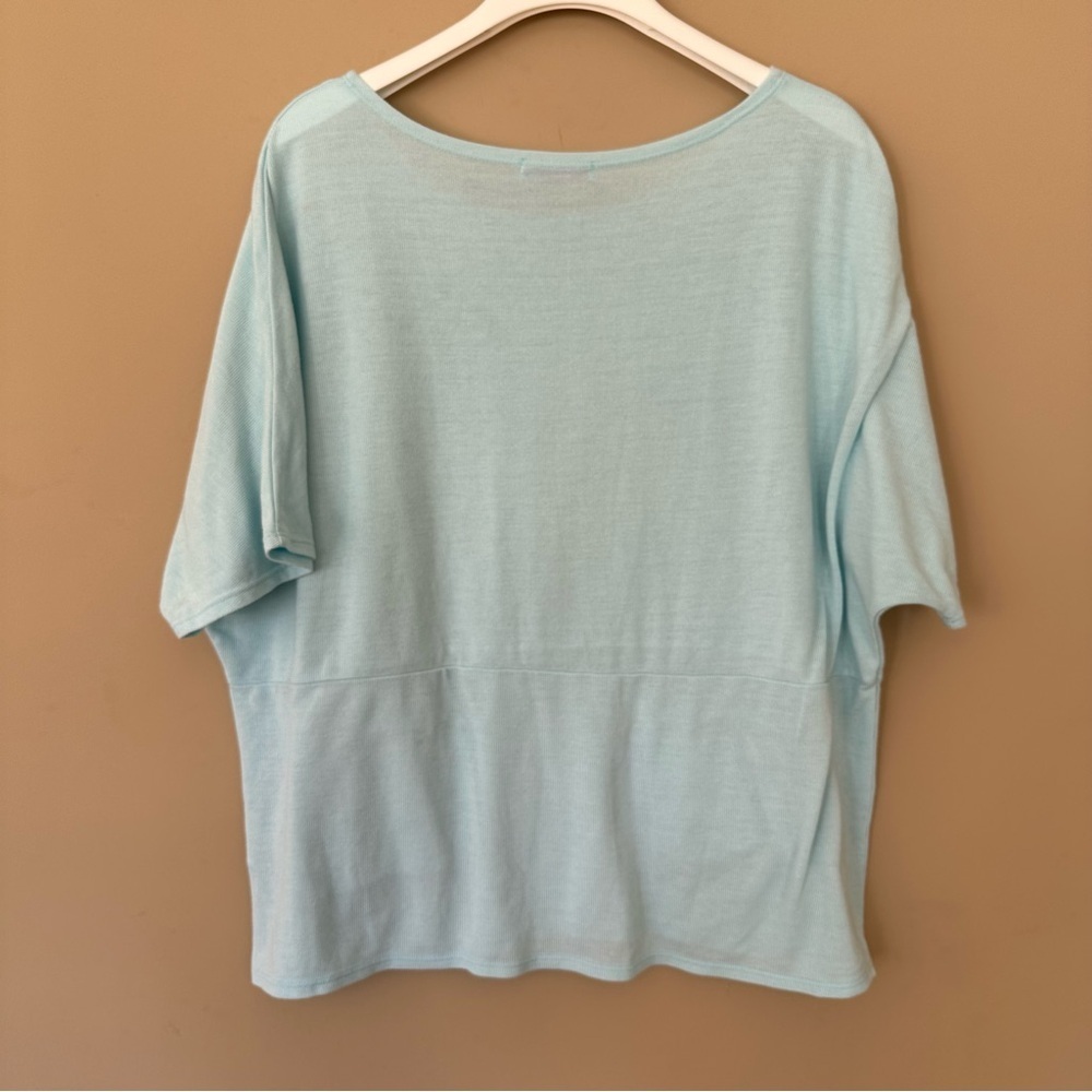 Fresh Produce Women L Lagenlook Boxy Top Slub Pockets Baby Blue USA Comfortable - Picture 7 of 9